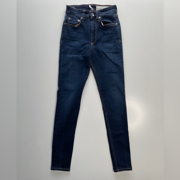 RAG & BONE Nina High-Rise Ankle Skinny Jean Womens 23 (22x26.5) Dark Blue Carmen - Picture 1 of 14